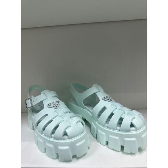 Prada Chunky Platform Jelly Sandals in Mint Green - Brand New, Size 38 with Box - Picture 1 of 6